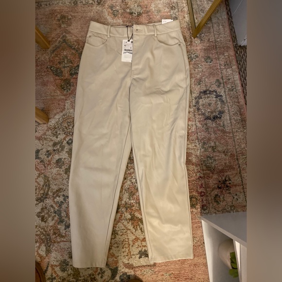 Pants & Jumpsuits Zara Tan Leather Pants Poshmark